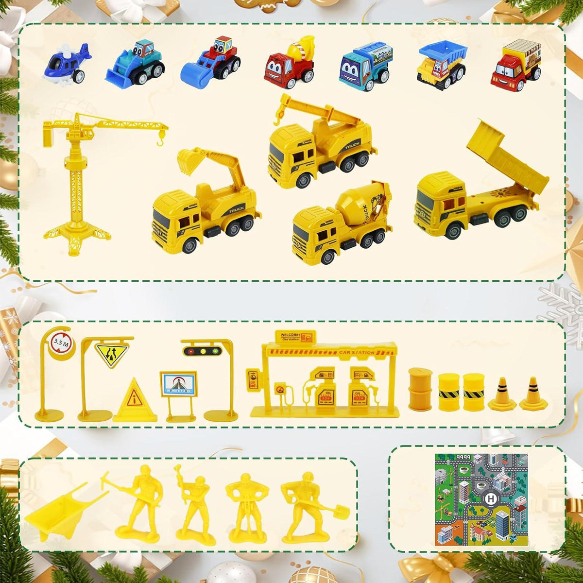 Adventskalender Baufahrzeuge Spielzeug Auto Kinder 2024