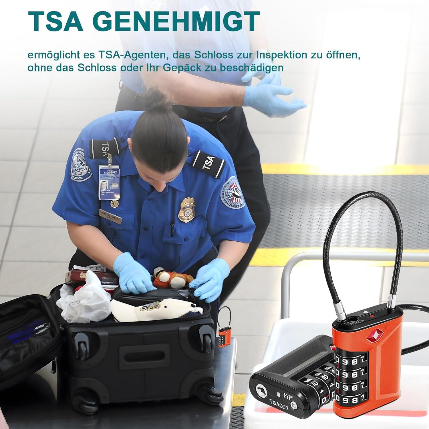 TSA Kofferschloss 4 Stellig Orange 2 Stücke