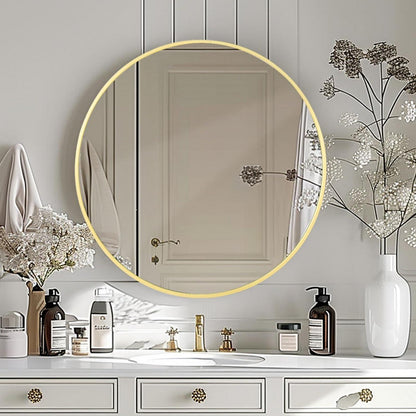 Moderner Wandspiegel rund 76x76cm Gold – Badezimmer Spiegel Deko