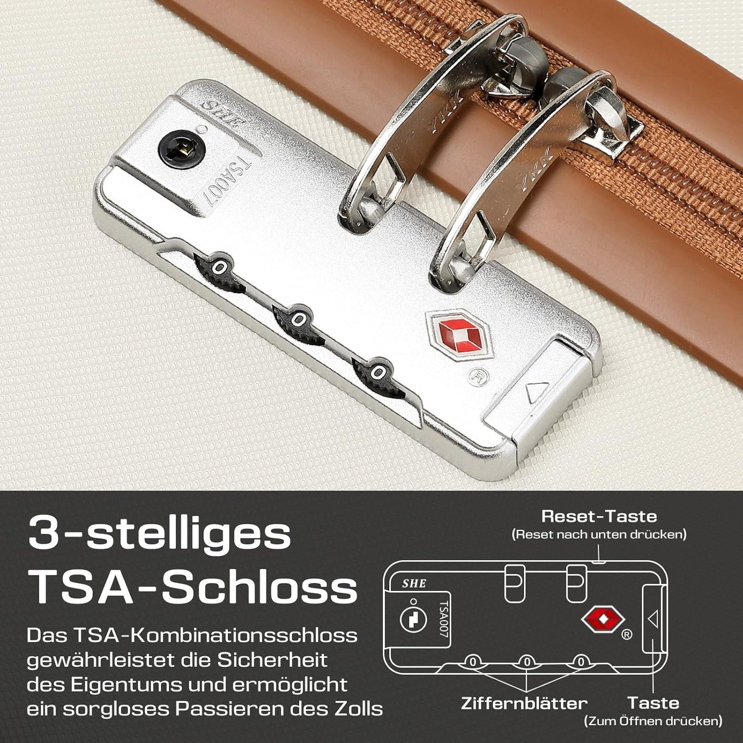 ABS Hartschalen Koffer Mittelgroß 4 Rollen TSA Schloss 65L