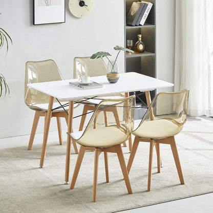 Transparente Esszimmerstühle Set 8 – Skandinavischer Stil mit Holzbeinen