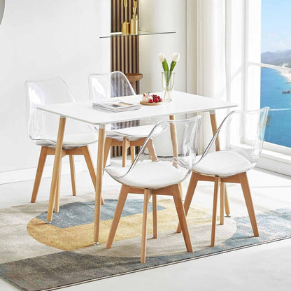 Transparente Esszimmerstühle Set 8 – Skandinavischer Stil mit Holzbeinen