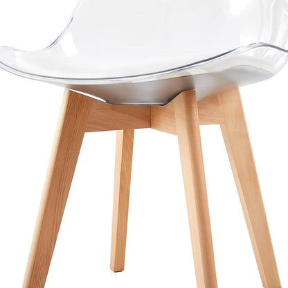 Transparente Esszimmerstühle Set 8 – Skandinavischer Stil mit Holzbeinen