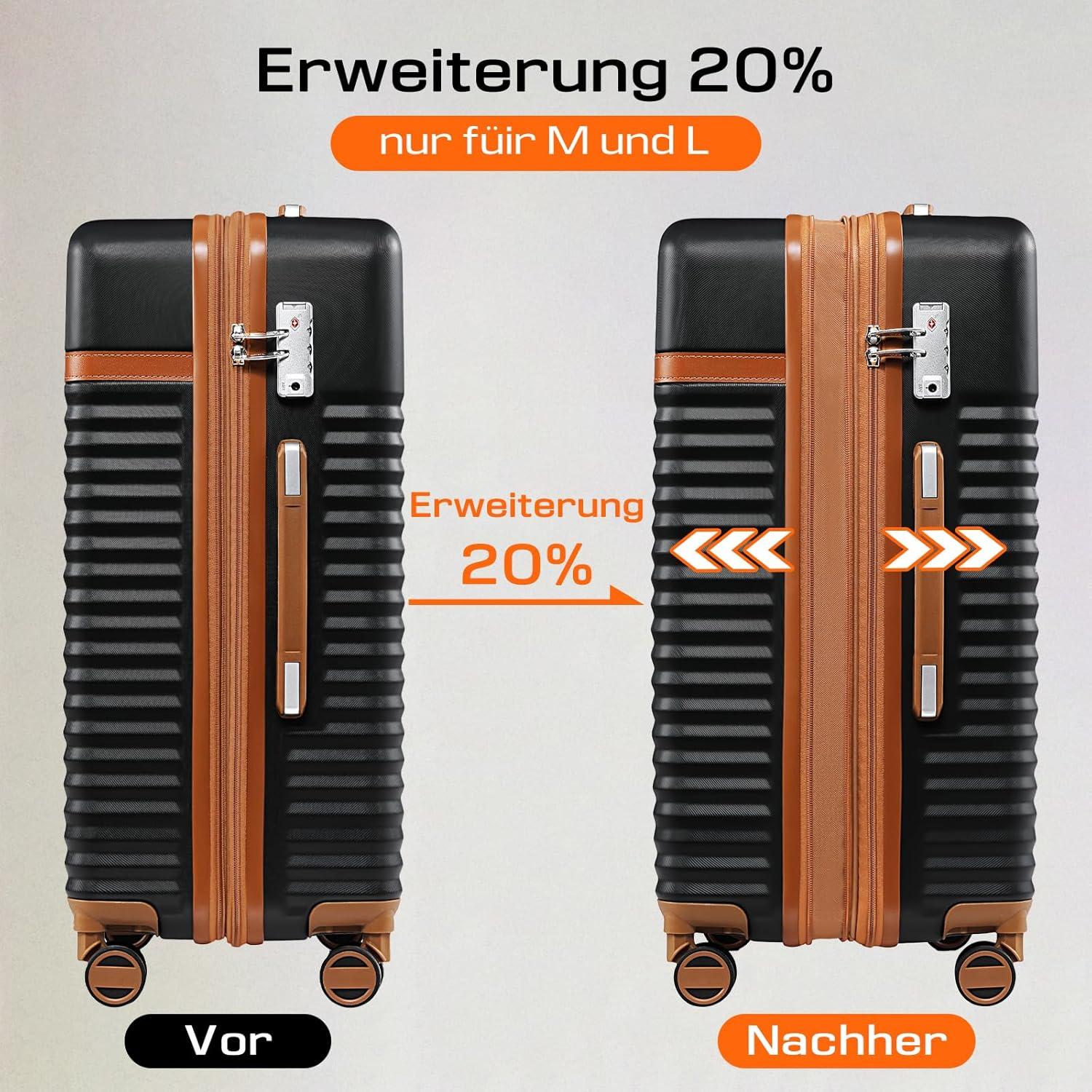 ABS Hartschalen Koffer 4 Rollen TSA Schloss Erweiterbar