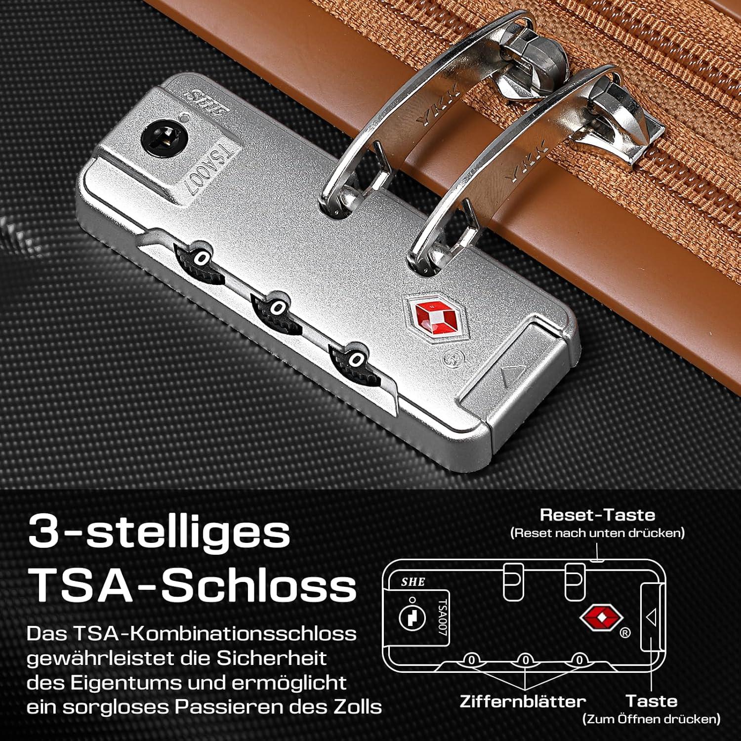 ABS Hartschalen Koffer 4 Rollen TSA Schloss Erweiterbar 65L Schwarz
