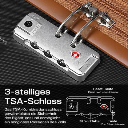 ABS Hartschalen Koffer 4 Rollen TSA Schloss Erweiterbar 65L Schwarz
