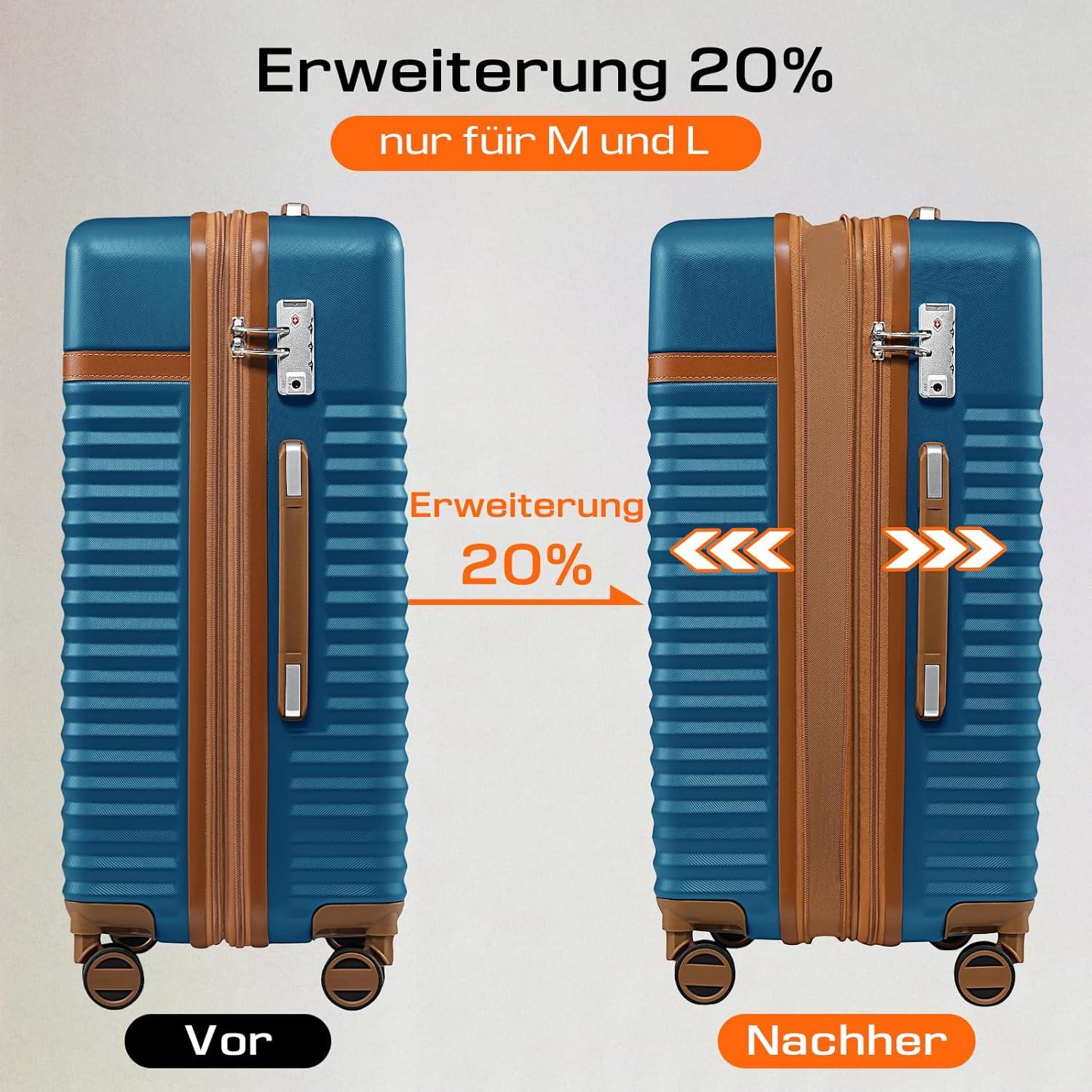 ABS Hartschalen Koffer 4 Rollen TSA Schloss 65L Blau