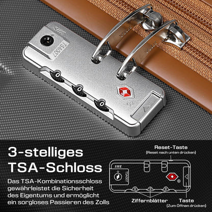 ABS Hartschalen Koffer 4 Rollen TSA Schloss 41x25x66cm 65L Grau