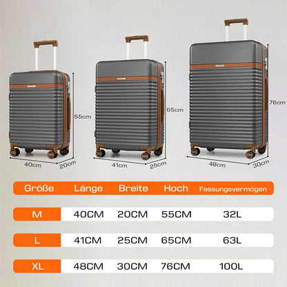 Joyway ABS Hartschalen Koffer Mittelgroß 4 Rollen TSA Schloss 65L Grau