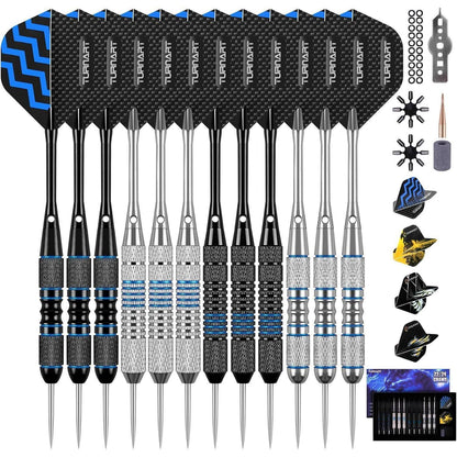 Turnart Profi Steeldarts mit Metallspitze und Dart Case Blau