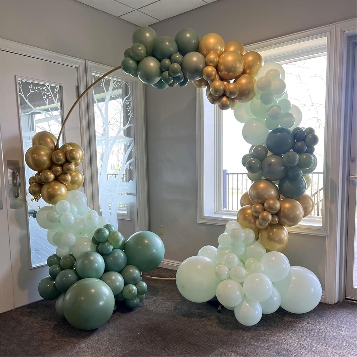 Salbeigrüne Luftballons 60 Stück 12 Zoll Gold Konfetti