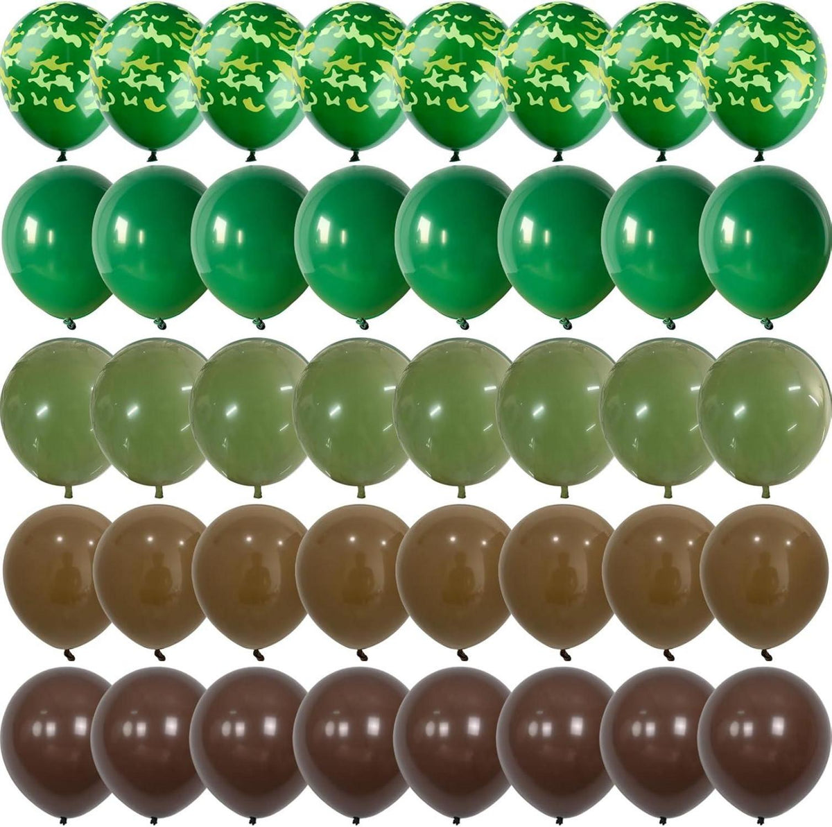 60 Luftballons Grün Braun Camouflage Stück 12 Zoll Militär Themen