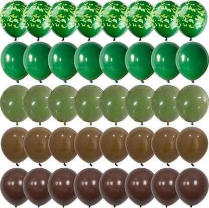 60 Luftballons Grün Braun Camouflage Stück 12 Zoll Militär Themen