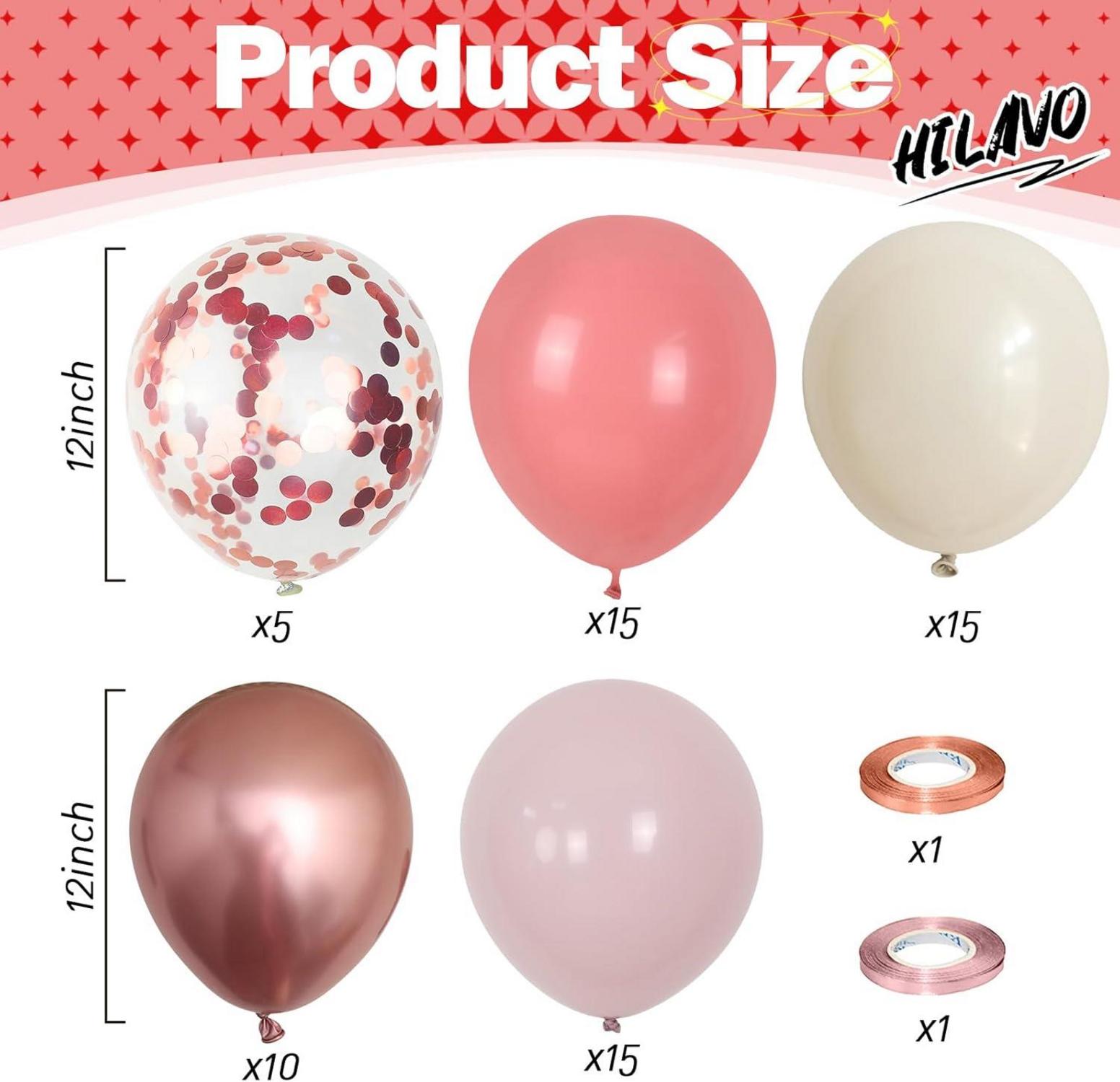 Luftballons Rosa Roségold Metallic Konfetti Boho Party Deko
