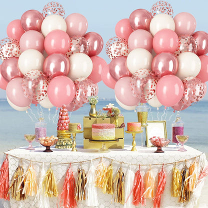 Rosa Roségold Luftballons 60 Stk 12 Zoll Metallic Konfetti Boho Deko