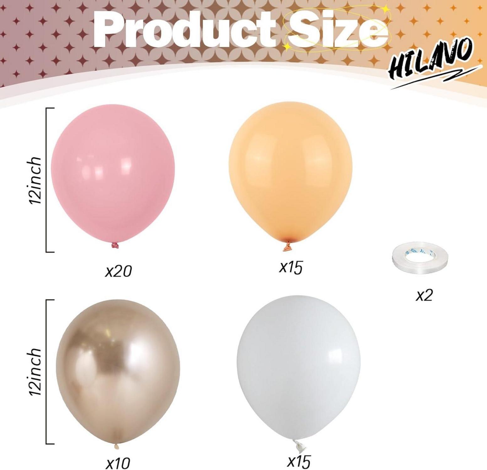 Luftballons Rosa Beige 60 Stück Retro Aprikose Champagner