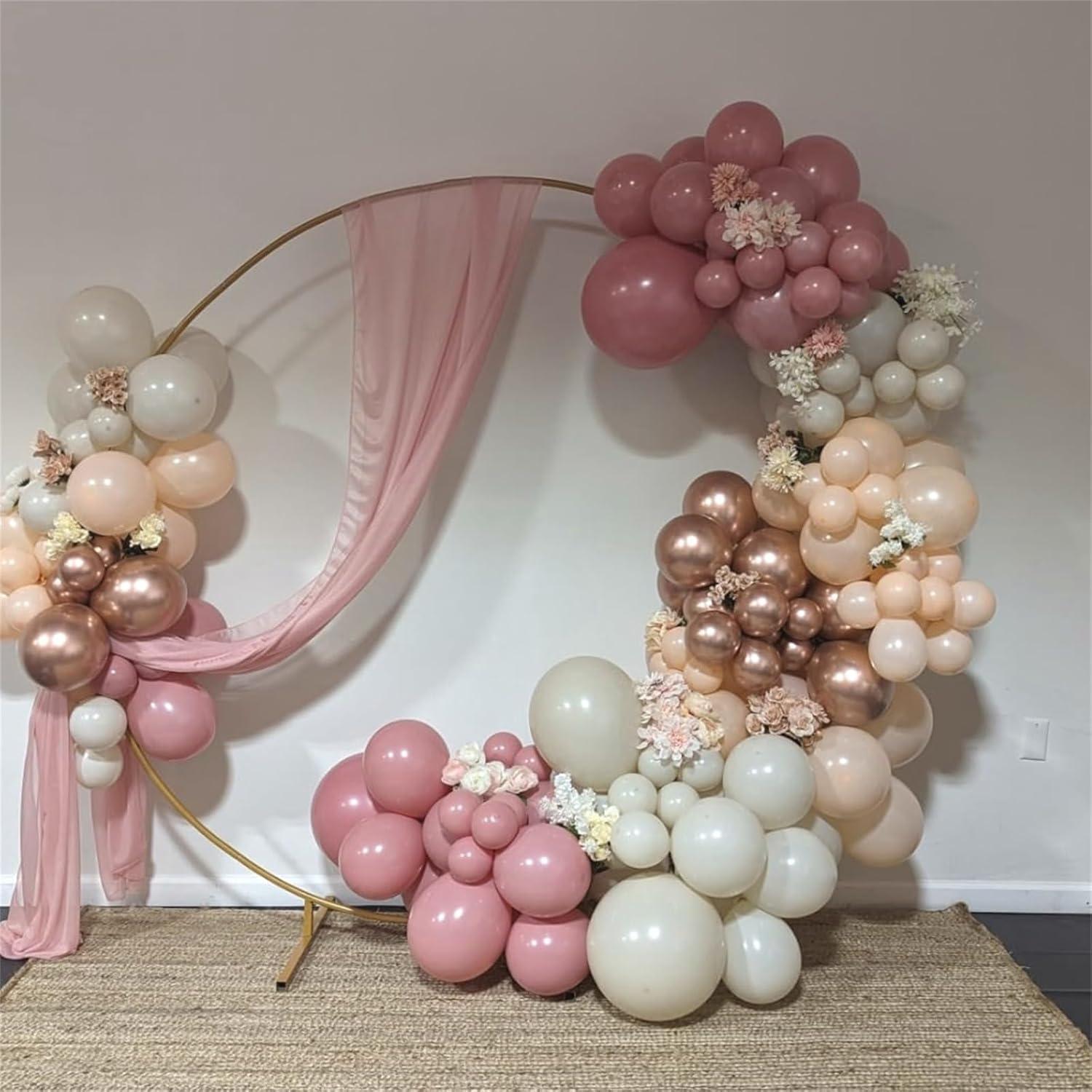 Retro Dusty Rosa Aprikose Metallic Champagner Gold Weiß Luftballons 60