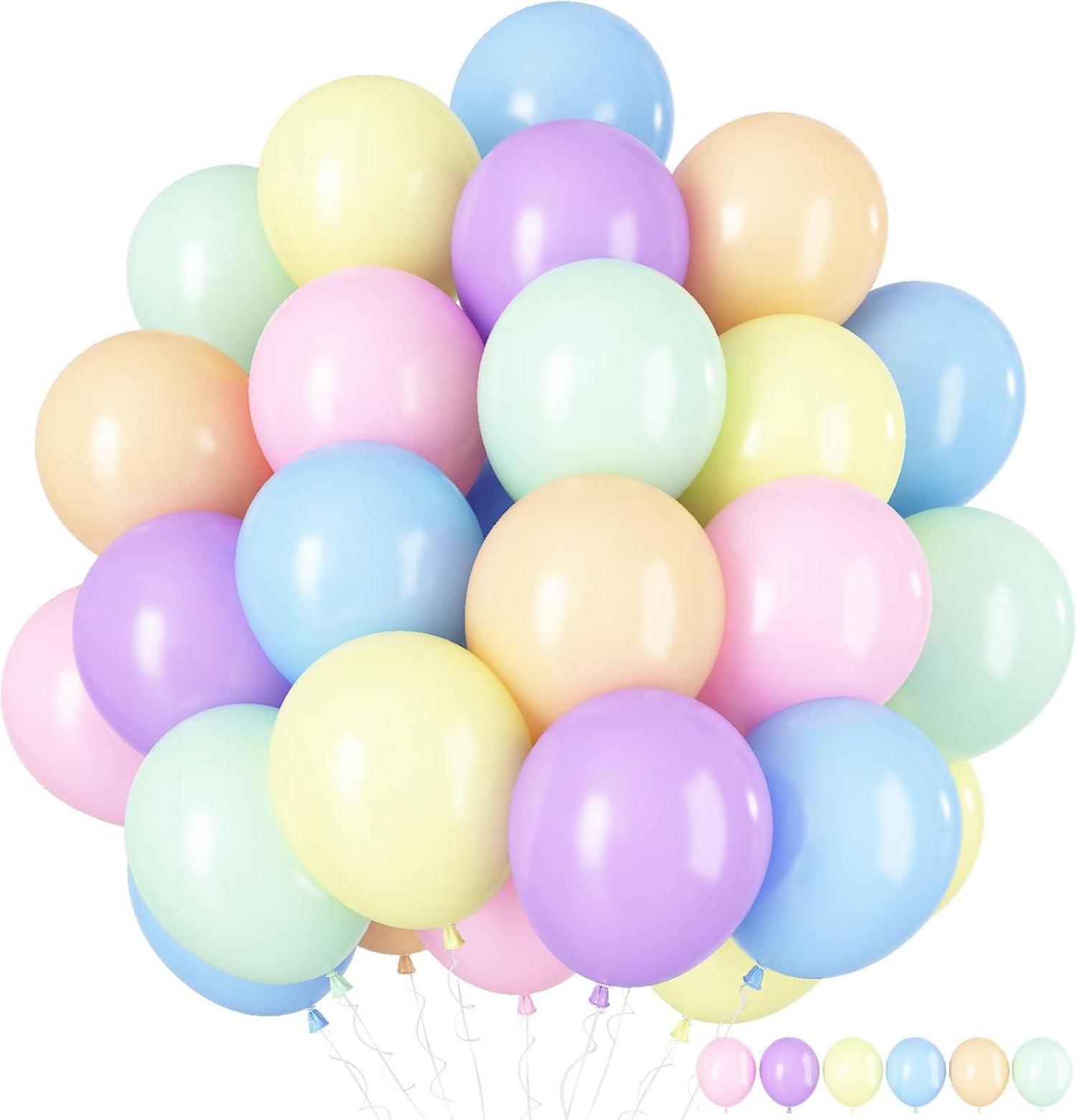 Pastell Luftballons Set 60 Stück Regenbogen Kindergeburtstag 12 Zoll