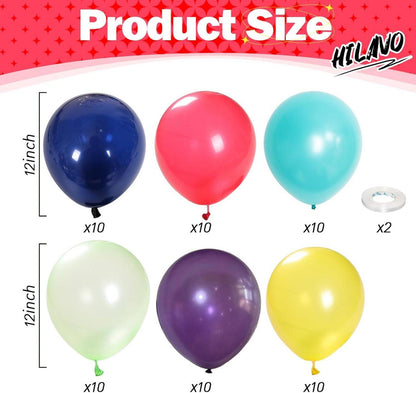 60 Stück Luftballons Latex 12'' Regenbogen Farben