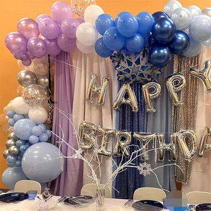 Frozen Luftballons 60 Stück 12'' Pastell Blau Lila Silber Konfetti Transparent