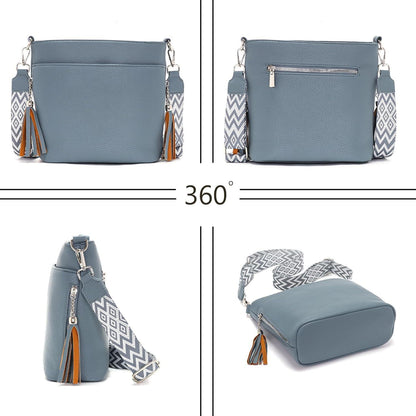 Paigtes Umhängetasche Damen Leder PU Mittelgroß Blau