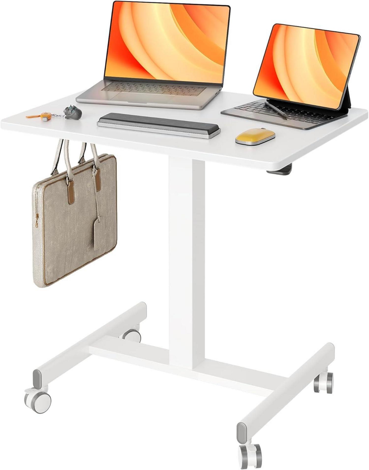 Höhenverstellbarer Stehpult Laptoptisch 4 Rollen Weiß 65x48cm