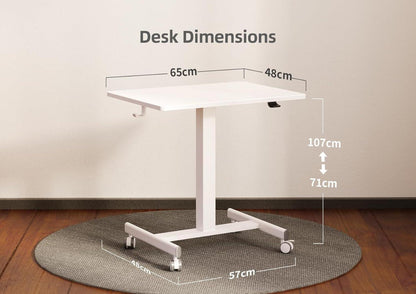 Höhenverstellbarer Stehschreibtisch 65×48cm Weiß mit Rollen