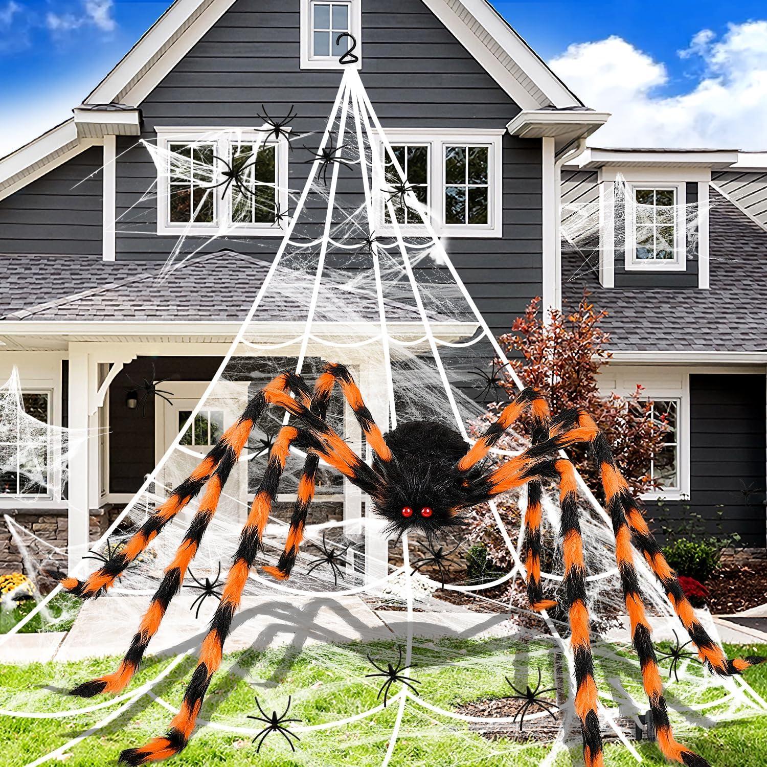 Halloween XXL Deko Set Spinnennetz Spinne Spinnweben Mini Spinne