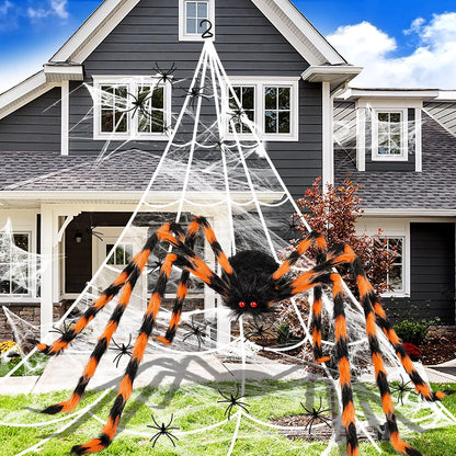 Halloween XXL Deko Set Spinnennetz Spinne Spinnweben Mini Spinne