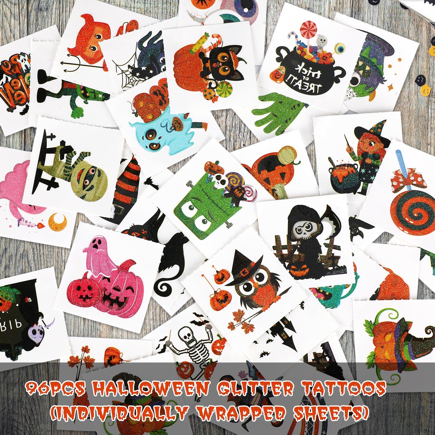Halloween Glitzer Kinder Tattoos Set 96 Blätter Halloween Motive