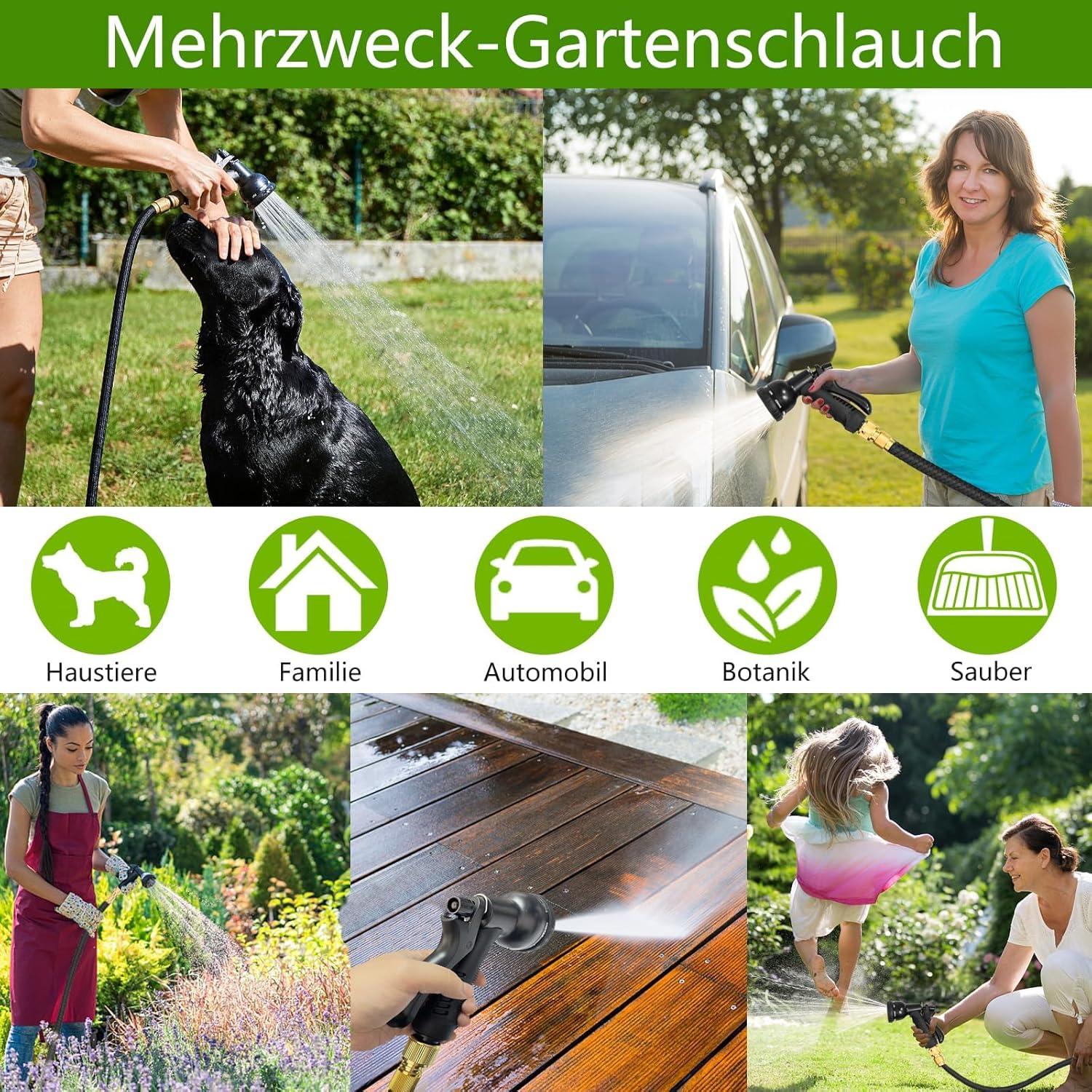 Flexibler Gartenschlauch 30m Wasserschlauch 8 Funktionen