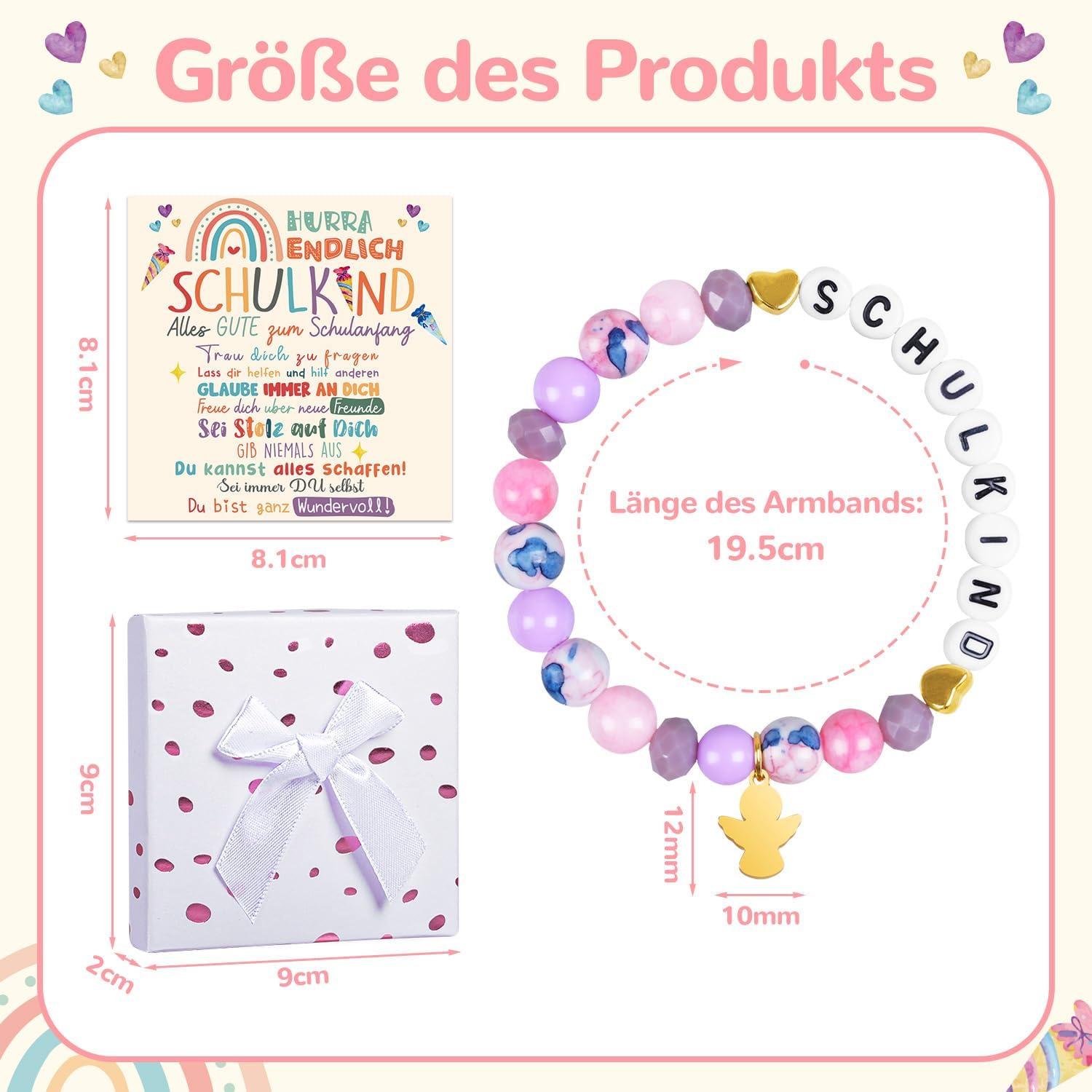 Einschulung Geschenk Mädchen Schutzengel Ärmbänder 2024 Lila