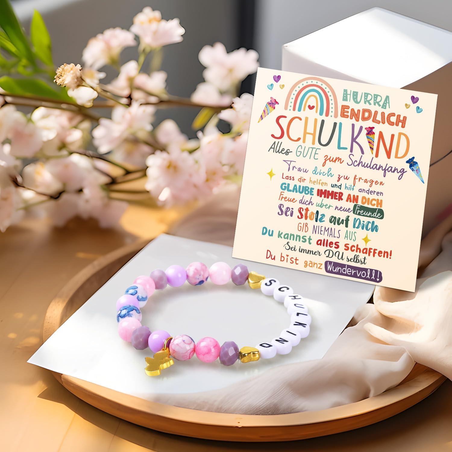Einschulung Geschenk Mädchen Schutzengel Ärmbänder Lila Schulanfang