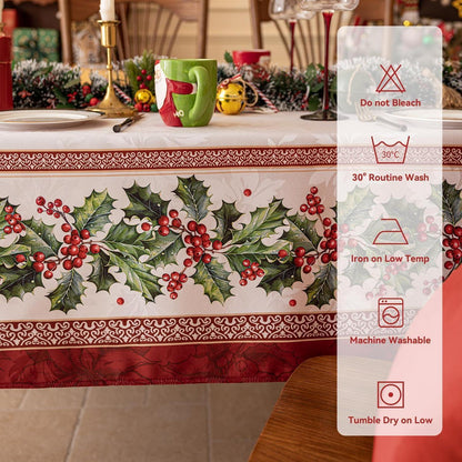 Weihnachts Tischdecke Jacquard Winter Vintage 152x213 cm