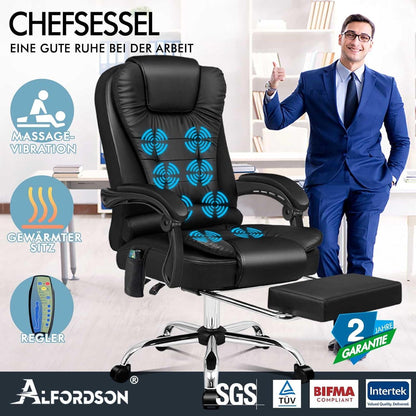 Ergonomischer Bürostuhl mit Wärmemassagefunktion in Schwarz