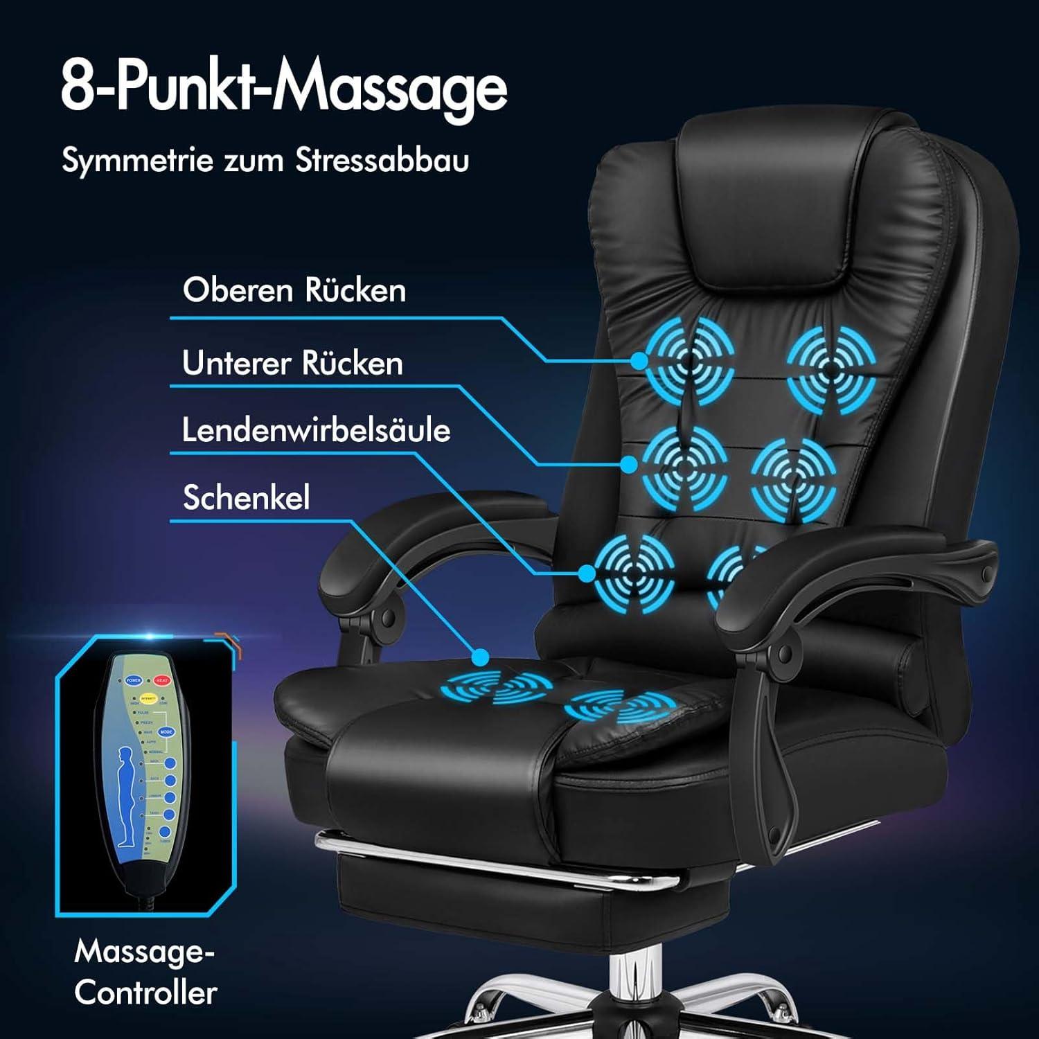 ALFORDSON Ergonomischer Bürostuhl mit Wärmemassage Schwarz