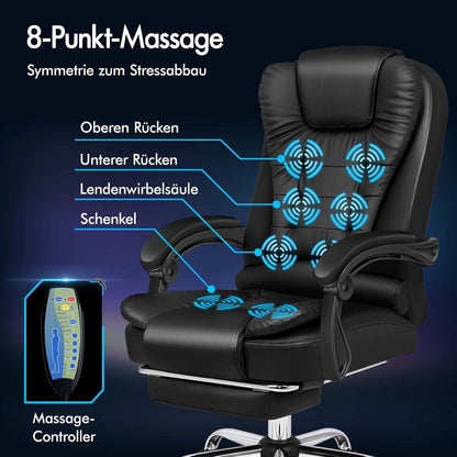ALFORDSON Ergonomischer Bürostuhl mit Wärmemassage Schwarz