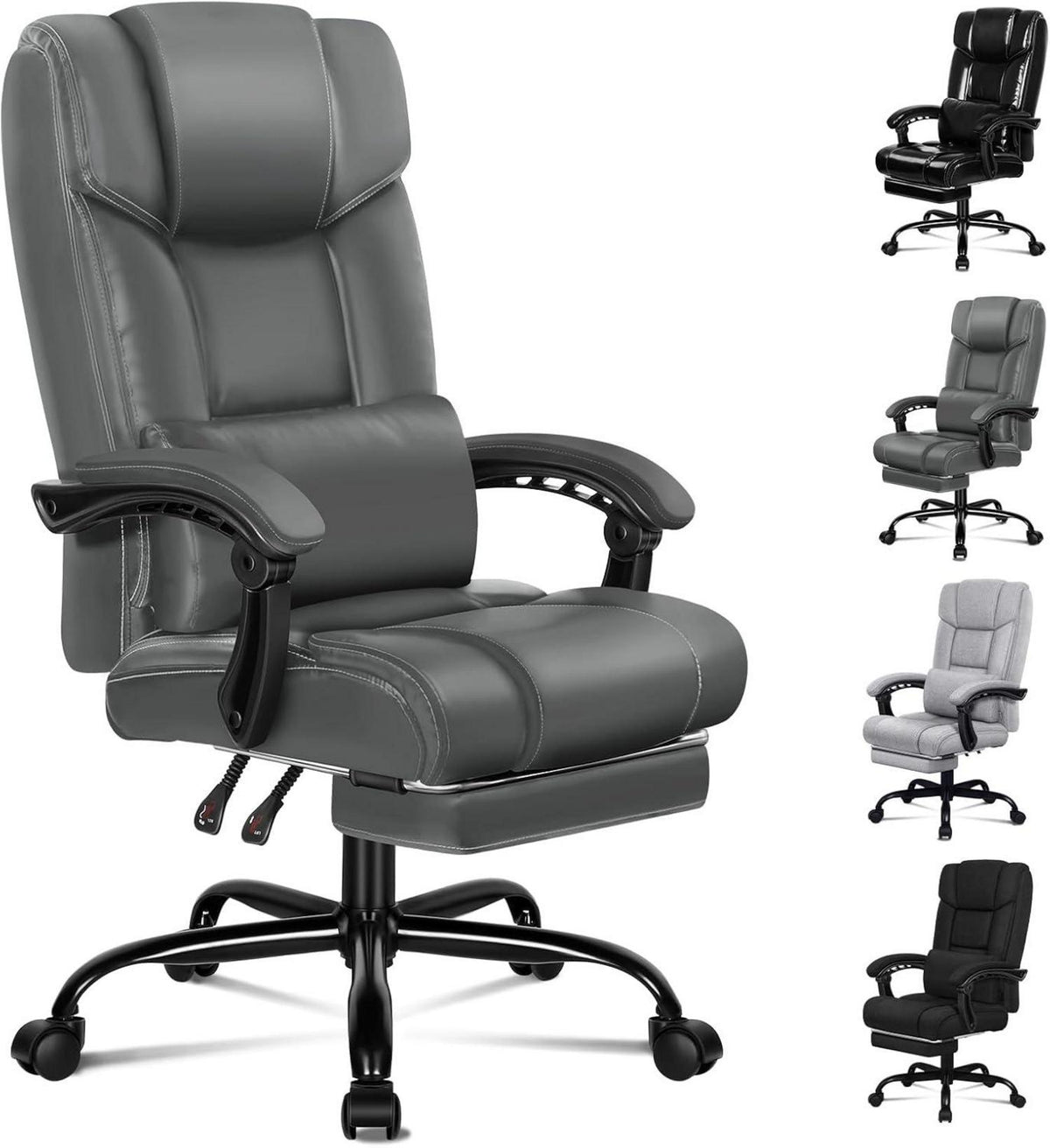 Ergonomischer Bürostuhl mit Lendenwirbelstütze, Fußstütze