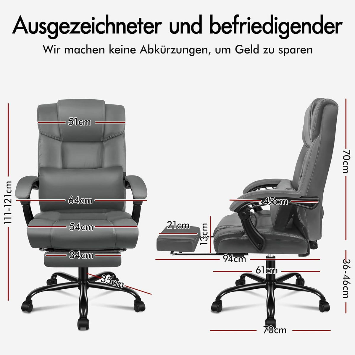 ALFORDSON Bürostuhl mit Verstellbarer Lendenwirbelstütze und