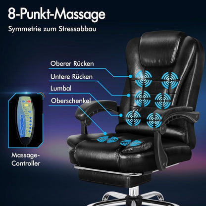 Ergonomischer Bürostuhl mit Massagefunktion in Schwarz