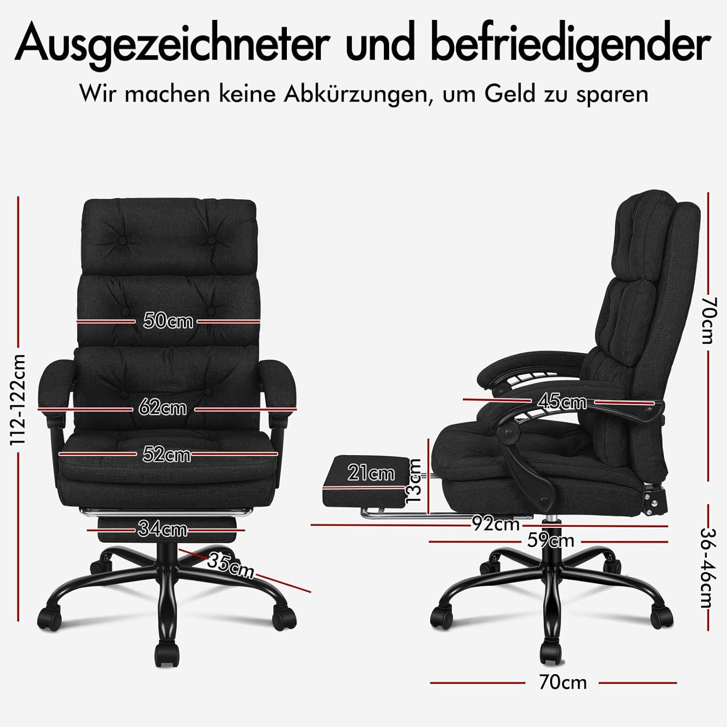 ALFORDSON Großer Bürostuhl Schwarz Hochwertiger