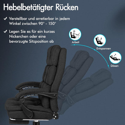 Großer Bürostuhl mit 150° Neigung, 360° Drehung und
