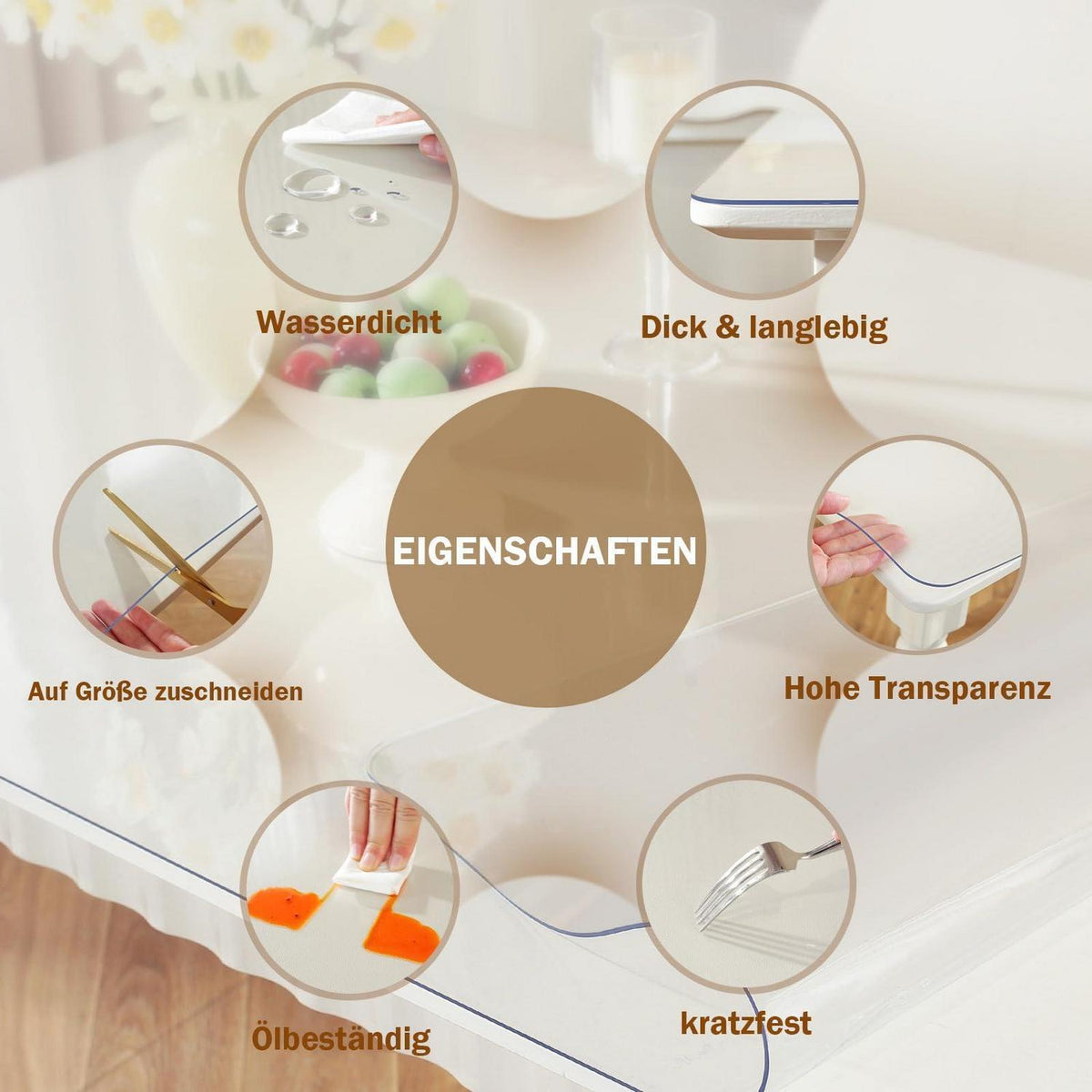 Tischfolie Transparent 90x200 cm – Glasklare PVC Tischauflage