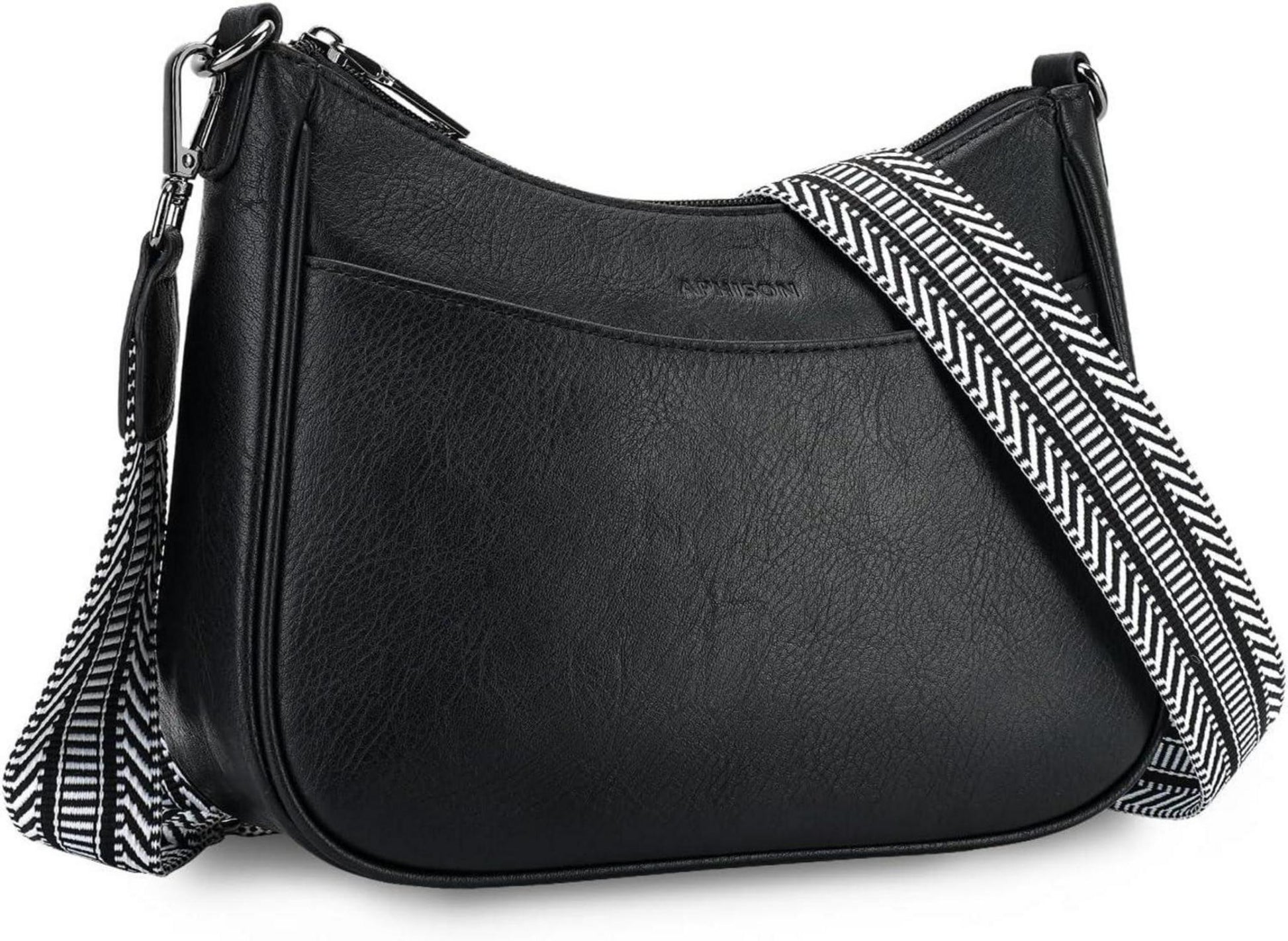 Crossbody Bag Damen Vegan Leder Schwarz Schultertasche