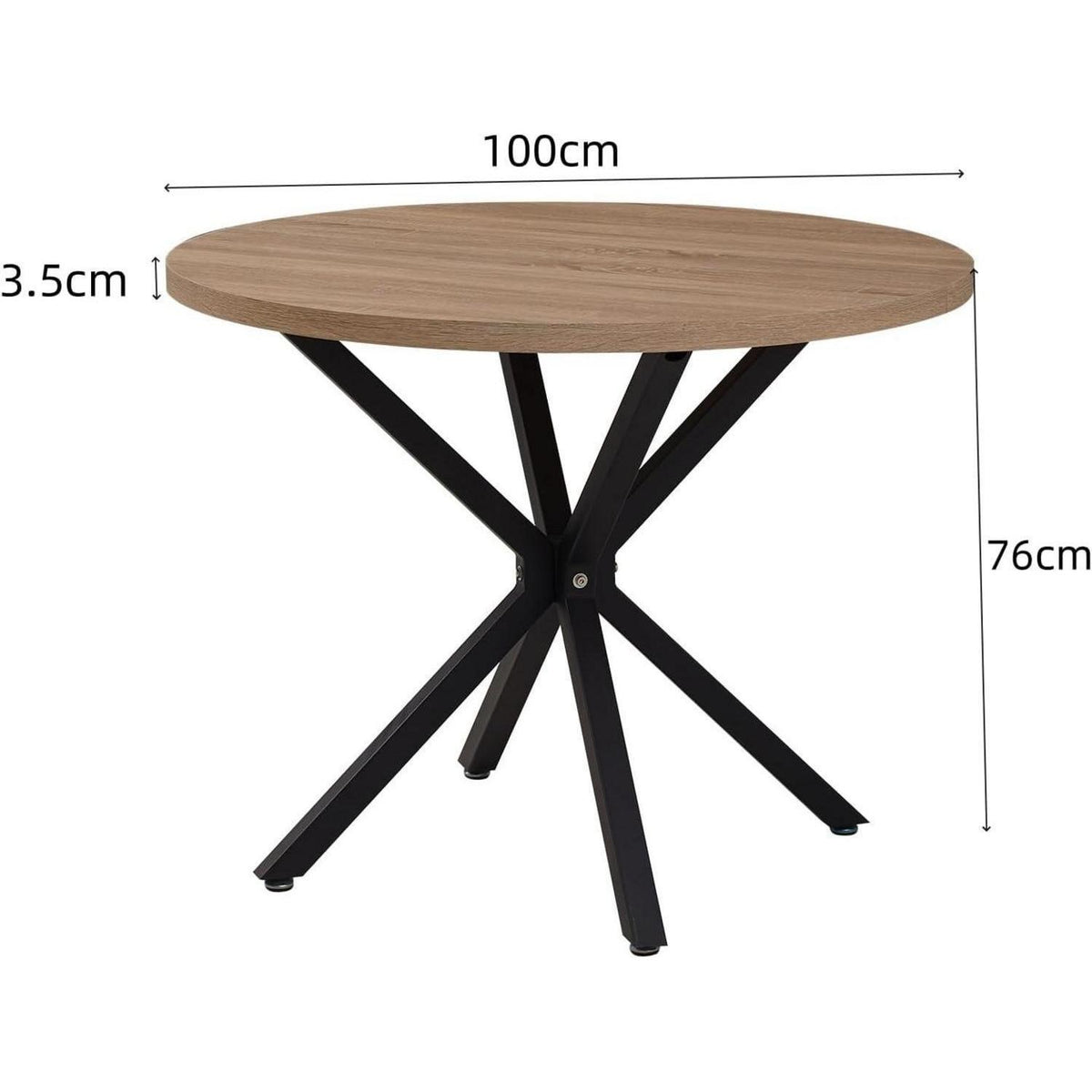 Moderner runder Esstisch 100cm – Industrieblech & Schwarz