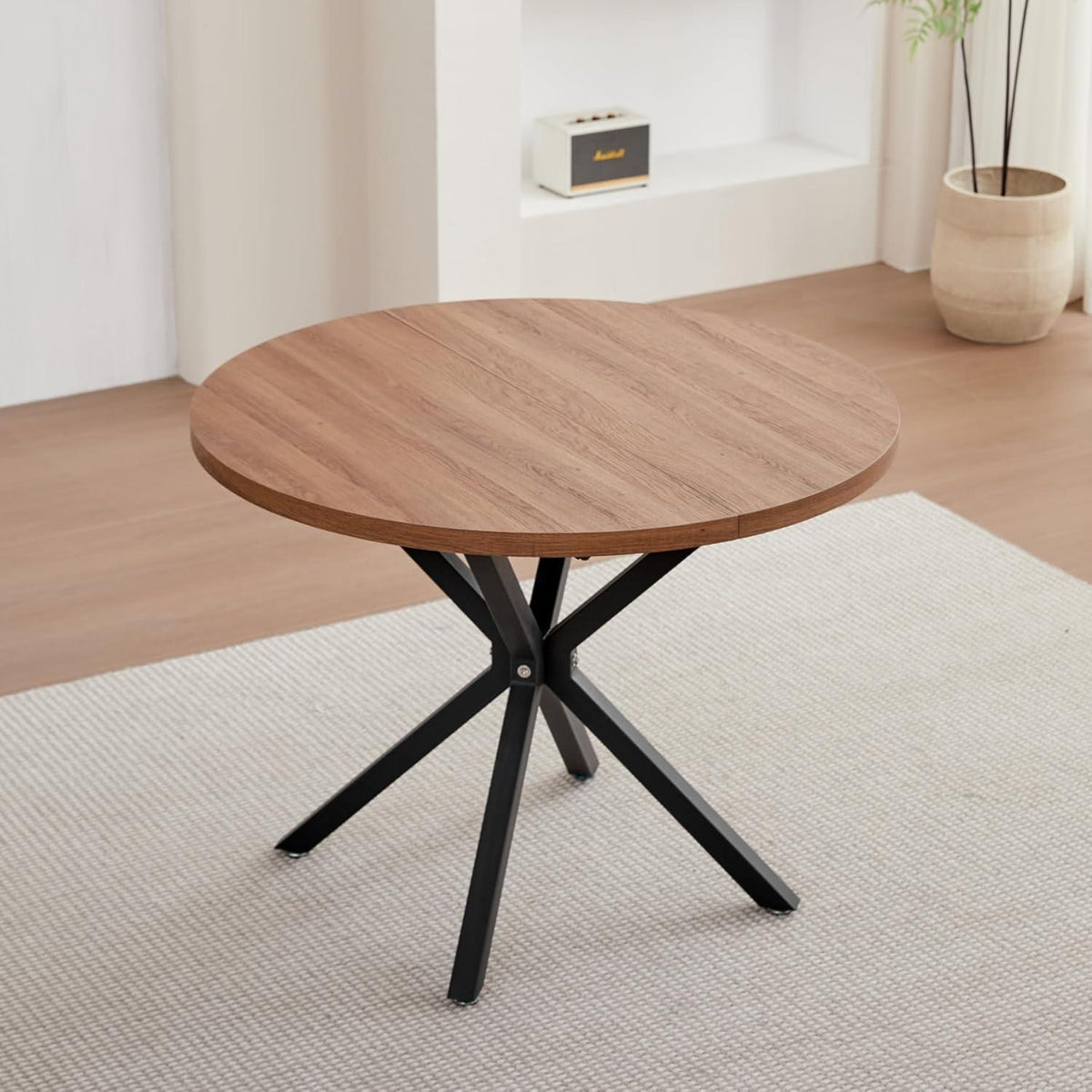Moderner runder Esstisch – Industrieblech, Schwarz, 100cm