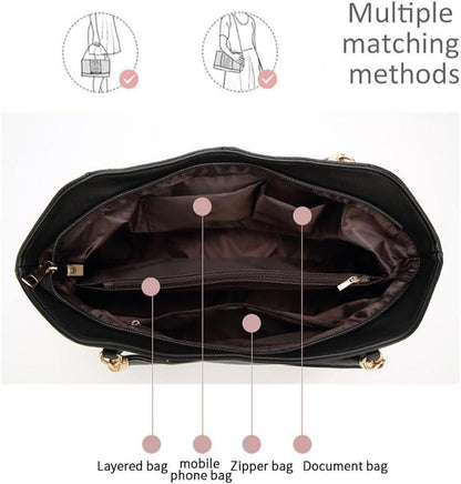 Pahajim Damen Handtasche PU Leder Schultertasche Elegant Wasserdichte Umhängetasche