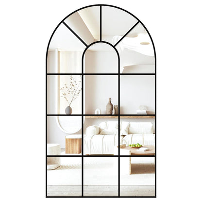 Gewölbter Fensterspiegel 105x60cm – Dekorativer Wandspiegel Schwarz