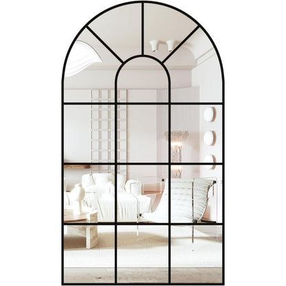 Gewölbter Fensterspiegel 80x50cm – Wandspiegel Schwarz, Deko Spiegel