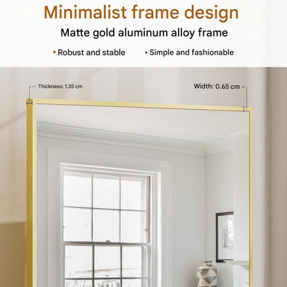 Ganzkörperspiegel 165x60cm Gold mit Ständer – Stehend & Hängend